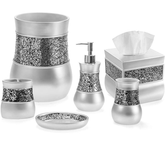 Other - Decorative Crackled Glass 6 Piece Bathroom